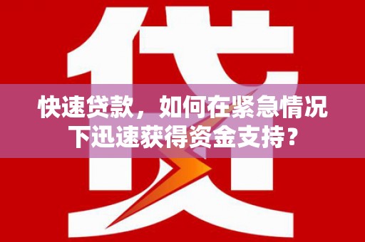 奎文快速贷款，如何在紧急情况下迅速获得资金支持？