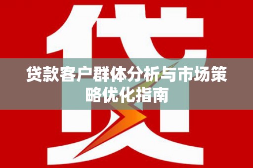 奎文贷款客户群体分析与市场策略优化指南