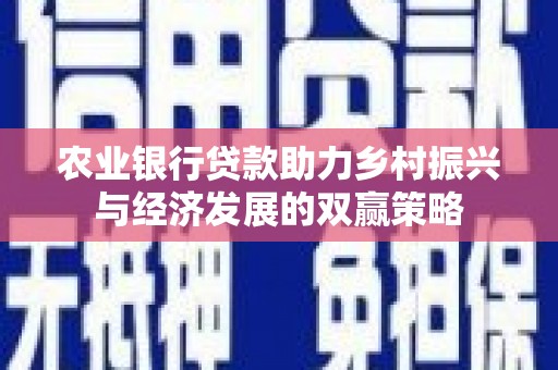 奎文农业银行贷款助力乡村振兴与经济发展的双赢策略