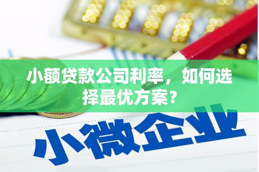 奎文小额贷款公司利率，如何选择最优方案？