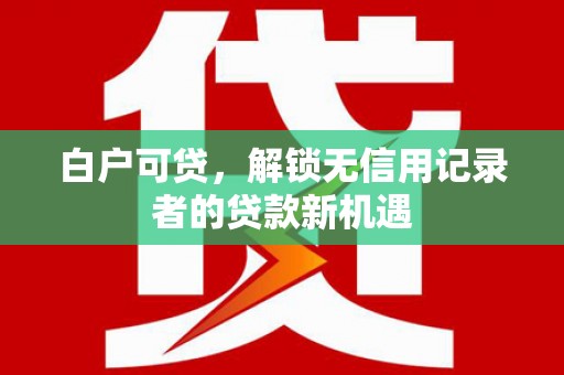 奎文白户可贷，解锁无信用记录者的贷款新机遇