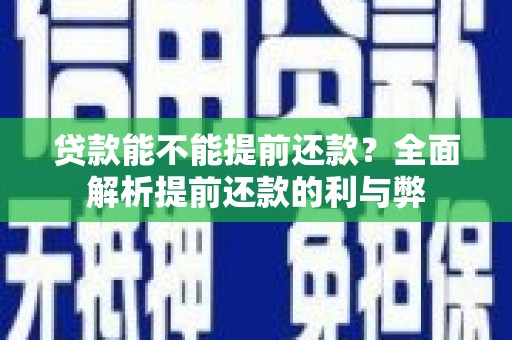 奎文贷款能不能提前还款？全面解析提前还款的利与弊